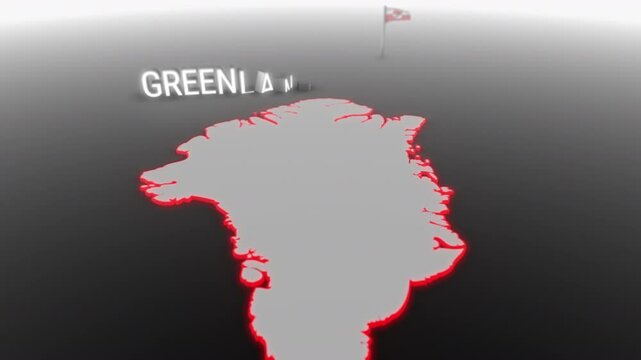 3d animated map of Greenland gets hit and fractured by the text &ldquo;Violence&rdquo;