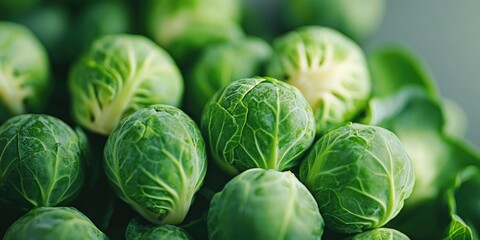 Fototapeta premium Isolated_Brussels_sprouts_on_a_clean_background_featuring_a_toned_effect_and_selective_focus_highlighting_the_vibrant_colors_and_textures_of_these_nutritious_Brussels_sprouts
