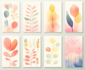 Abstract minimalist art prints in pastel colors