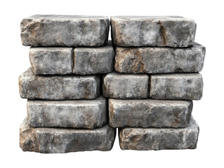 Piled Old Stones Isolated on Transparent Background for Design Use