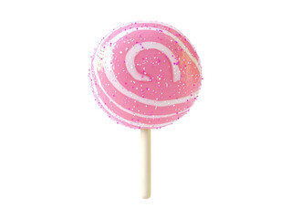 Pink Swirl Lollipop Isolated on a Clean Transparent Background