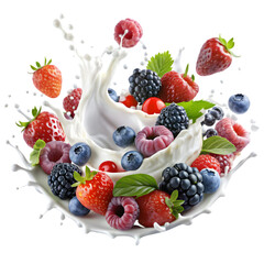 Obraz premium berries and milk splaash