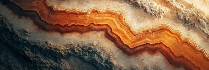 Close-up, top-down view of a stunning agate surface, featuring earth tones.