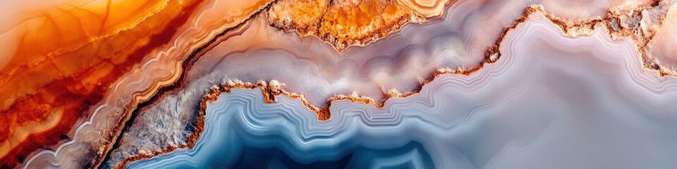 Close-up, top-down view of a stunning agate surface, featuring earth tones.
