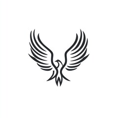 Obraz premium Abstract graphic design of a soaring eagle with outstretched wings.