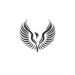 Fototapeta premium Stylized phoenix logo, elegant design with outstretched wings.