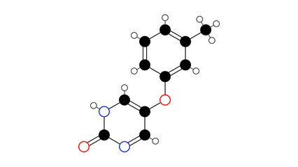 tolimidone molecule, structural chemical formula, ball-and-stick model, isolated image Antidiabetic medication