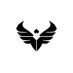 Obraz premium Majestic Wings Logo: A bold, black-and-white emblem of majestic wings, symbolizing freedom, power, and strength. Perfect for corporate branding, sports teams, or any project needing a powerful visual.