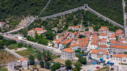 Korcula, Korcula Island, Croatia, aerial drone view.
