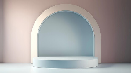 Fototapeta premium Elegant Pastel Podium Framed by a Smooth Curved Arch