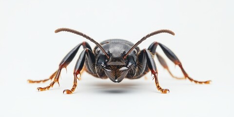 Crematogaster Lorteti queen displayed on a white background, showcasing the intricate features of the Crematogaster Lorteti species against a clean, neutral backdrop for artistic appeal.
