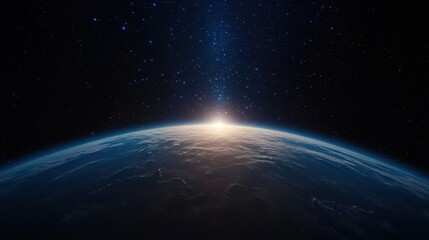 Naklejka premium Earth's glow from space stunning view of blue sky and stars