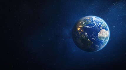 Obraz premium Planetary concept earth illuminated in a starry cosmos
