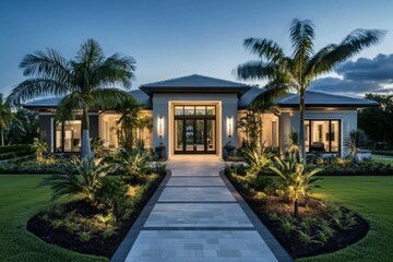 Newly Constructed Florida Home with Palm Trees and Beautiful Garden Near Beach, Ideal Vacation Rental Opportunity