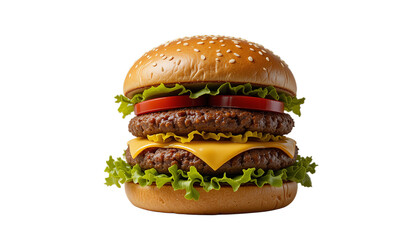 simple and classic cheeseburger with fresh ingredients on a black background