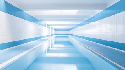 Obraz premium Modern Indoor Swimming Pool with Blue Water and Bright Lighting