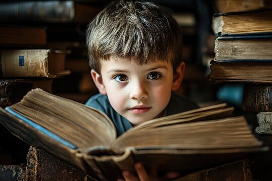 A child reading a book. International Children's Book Day. Wallpaper, poster, banner, background