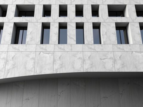 Futuristic, sleek building with geometric shapes and asymmetrical windows against a concrete backdrop, AI-generated, design, geometric, architecture