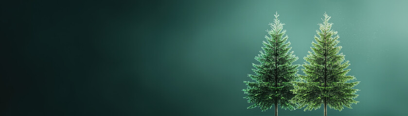 Fototapeta premium Lush green trees against dark green background, symbolizing nature and tranquility. Perfect for eco friendly themes and environmental awareness