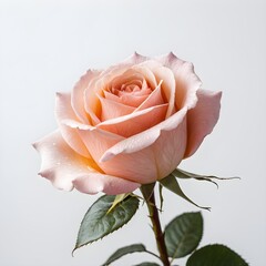 This image features a beautiful rose with soft peach and pink hues, delicate petals, and water droplets. Here&rsquo;s a fitting title for the image: