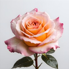 This image features a beautiful rose with soft peach and pink hues, delicate petals, and water droplets. Here&rsquo;s a fitting title for the image: