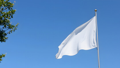 White flag isolated, mindfulness theme