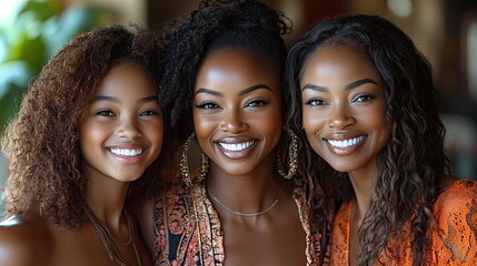 Fototapeta premium A Black woman, a mom, and a girl smile and hug in a studio for Mother's Day appreciation and support