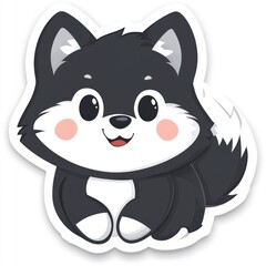 Cute cartoon black and white husky puppy sticker.
