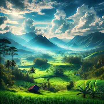 landscape with mountains and sky