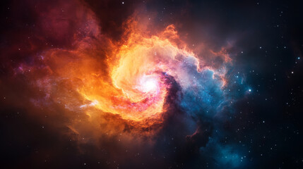 Obraz premium A detailed image of a deep space galaxy captured through a high-powered telescope, with vibrant colors and celestial details.