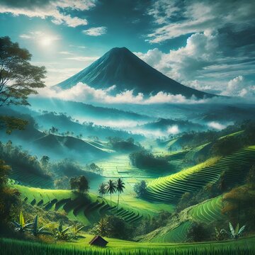 landscape with mountains and sky