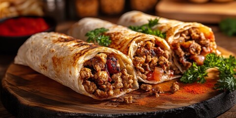 Delicious tantuni featuring flavorful Turkish kebab. Enjoy tantuni wrapped in durum or served as a delightful sandwich with meat and chicken. Savor the taste of tantuni in every bite.