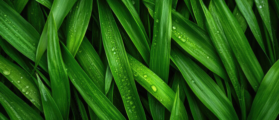 Fototapeta premium Morning dew glistening on vibrant green grass, embodying the essence of renewal and the promise of a new beginning