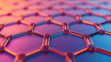 hyper realistic depiction of polymer nanofilms with hexagonal pattern, showcasing vibrant colors and intricate details. image highlights advanced technology and material science