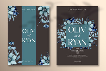 Naklejka premium Wedding invitation template with flower