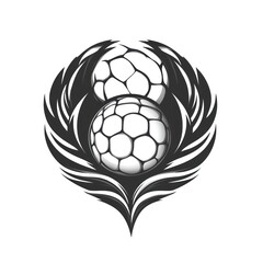 Obraz premium Two Sepak Takraw balls with tribal wings design.