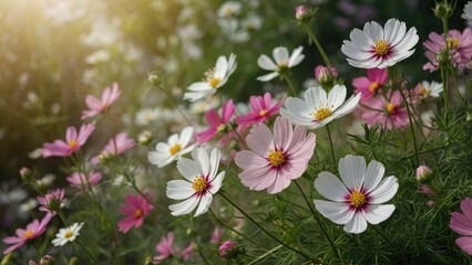 "Whimsical Cycle of Cosmos Blooms"