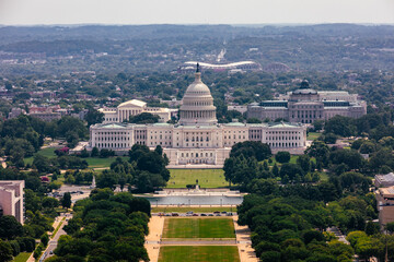 Aerial View of the US Capitol Building in Washington, DC, on a Summer Day