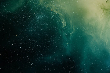 A captivating cosmic backdrop featuring a blend of stars and nebulous colors, perfect for creating festive holiday postcards celebrating Christmas and New Year. Generative AI