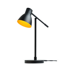 Stylish Black Desk Lamp with Yellow Shade isolated on white background