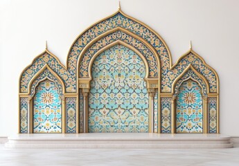 Obraz premium Ornate Wall Design with Colorful Patterns in Traditional Architecture