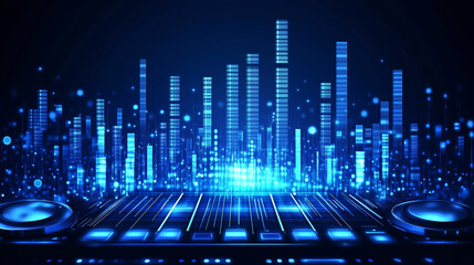 Fototapeta premium Blue sound spectrum line console background