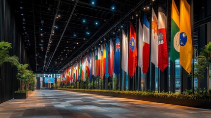 Fototapeta premium vibrant display of international flags sense of unity and global cooperation
