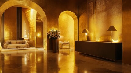 Fototapeta premium Golden Arches: A Modern Lobby Interior