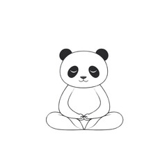 Fototapeta premium Meditating panda illustration in calm pose, symbolizing peace and tranquility. This cute character embodies relaxation and mindfulness, perfect for various designs