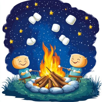 recommend clip art: A campfire roasting marshmallows