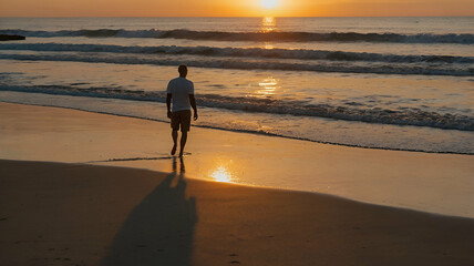 person walking on beach