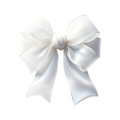 Naklejka premium Elegant White Satin Ribbon Bow Isolated on Transparent Background