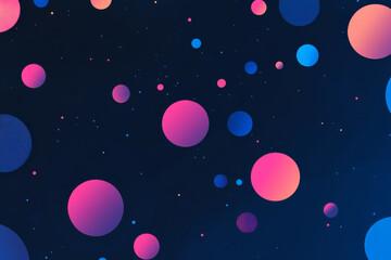 Naklejka premium Playful floating bubbles in neon colors, popping against a dark navy and cyan digital background.