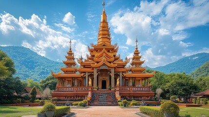 Fototapeta premium A large temple with a sky background
